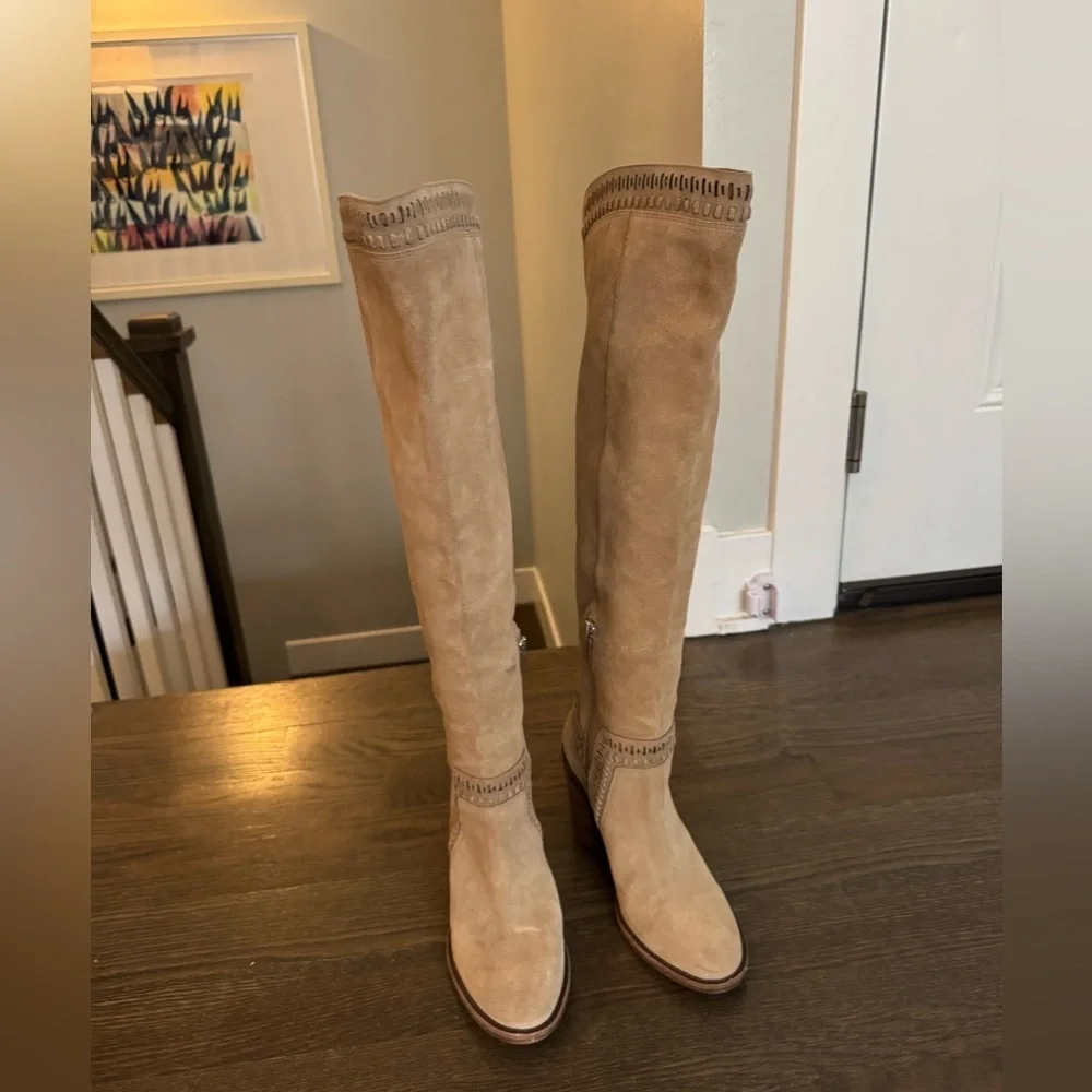 Vince Camuto Madolee Tan Knee-High Women's Suede Boots